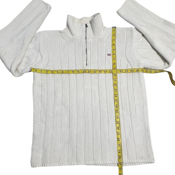 Vintage 90’s Polo Ralph Lauren Ivory Quarter Zip Pull Over Sweater Flag Logo - Picture 6 of 9